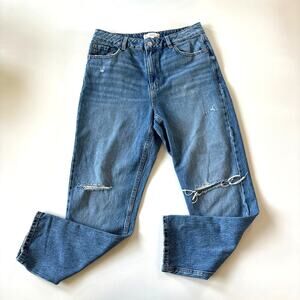 Dynamite Claudia Jeans Size 28 Hi Rise Mom Jean Medium Wash Ripped Distressed